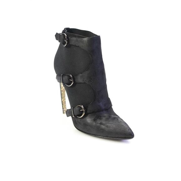 Walter Steiger Shoes - Walter Steiger Womens Leather Buckle Up High Heels Ankle Boots Black Size 37 7